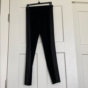 Black leggings with faux leather side panel
